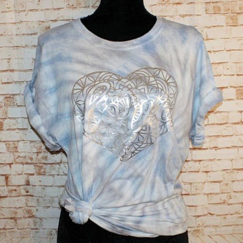Love monogram Bleached Silver Vinyl T-shirt